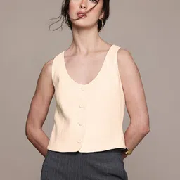 MANGO Solid Smart Casual Waistcoat-picture-36