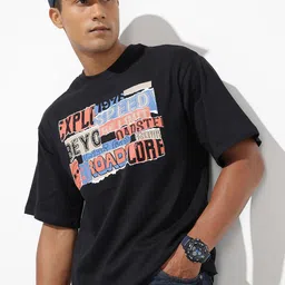The Roadster Life Co. Pure Cotton Typography Printed Relaxed Fit T-shirt-picture-57