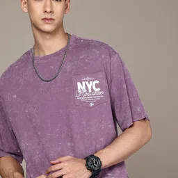 The Roadster Life Co. Pure Cotton Washed Printed Drop-Shoulder Sleeves T-shirt-picture-35