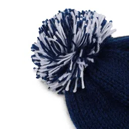 Magic Needles Unisex Navy Blue & White Self Design Beanie image 5