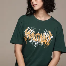 The Roadster Lifestyle Co. Typography Printed Drop-Shoulder Sleeves Cotton T-shirt-image-70