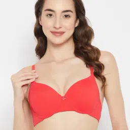 Clovia Red Padded Half Coverage Push-Up Bra-image-59