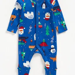 mothercare Infant Boy Blue Printed Pure Cotton Sleepsuit-picture-36