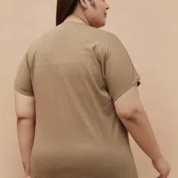 Nexus By Lifestyle Medium Brown Cotton Regular Fit Printed Plus Size T-Shirt image 2