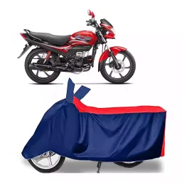 Auto Pearl Polyester Two Wheeler Cover for Hero Passion Plus (Red Blue)-picture-10