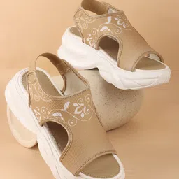 TRYME Women Printed Wedge Heel Sandals-image-16