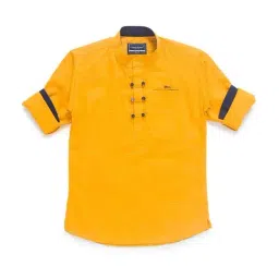 Cavio Kids Yellow Cotton Regular Fit Full Sleeves Shirt-image-5