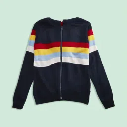 Pantaloons Junior Navy Striped Full Sleeves Sweater-image-2
