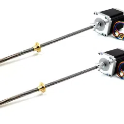 Invento Nema 23 25 Kg-cm Stepper Motor + Flexible coupling + 150mm (0.15 mtr) 8mm T8 TR8 2mm Pitch Lead Screw + Brass Nut ISC 1176-A1 image 1