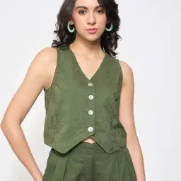 Akkriti By Pantaloons Green Regular Fit Embroidered Top-picture-32