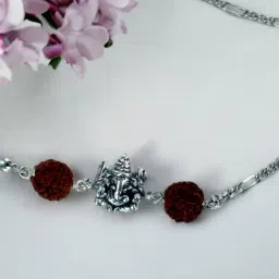 Taraash 92.5 Sterling Silver Ganpati Rakhi for Men-picture-44