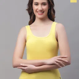 Friskers Yellow Cotton Tank Top-image-23