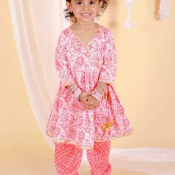 The Mom Store Kids Pink & White Cotton Printed Kurta Set-picture-10