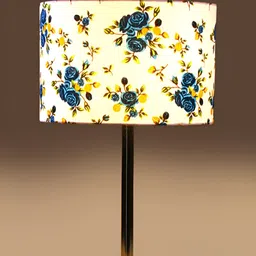 Aura White & Blue Printed Metal Cylindrical Shaped Table Lamp image 2