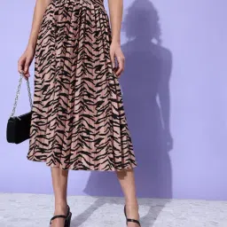 Anvi Be Yourself Brown & Black Printed Circular Skirt-picture-4