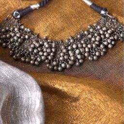 Teejh Shrika Antique Silver Polish Choker Necklace-picture-16