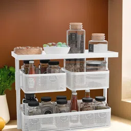 Kuber Industries White 3 Tier Kitchen Counter Top Stand image 2