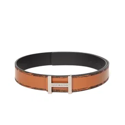Tommy Hilfiger Men Tan Brown & Black Leather Reversible Belt-image-57