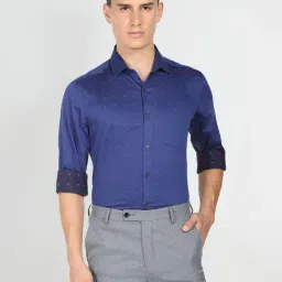 Arrow Blue Cotton Slim Fit Printed Shirt-picture-19