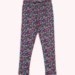 Pantaloons Junior Navy & Pink Cotton Floral Print Leggings-picture-23