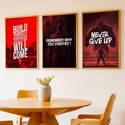 Kotart Red 3 Pieces Motivational Printed Wooden Wall Arts-picture-40