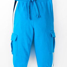 Babyhug Cotton Looper Knit Full Length Lounge Pant Solid Color - Blue-image-65