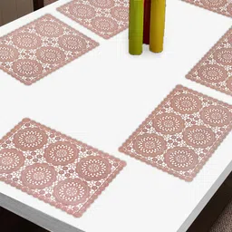 FABINALIV Set of 6 Copper Ethnic Embellished Plastic Table Mats (45X30 cm)-picture-10
