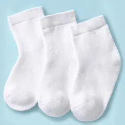 kookie kids india Kookie Kids Terry Knit Ankle Length Solid Socks Pack Of 3 - White image 1