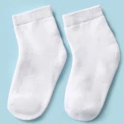 kookie kids india Kookie Kids Terry Knit Ankle Length Solid Socks Pack Of 3 - White image 2