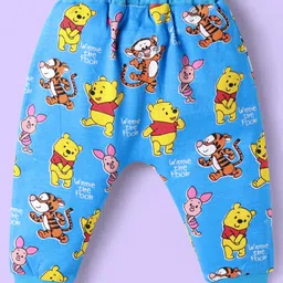 Babyhug Disney Interlock Knit Full Length Diaper Leggings With Winnie The Pooh Print Pack Of 3 - White Light Blue & Green image 3