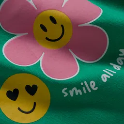 Babyhug Cotton Knit Full Sleeves Sweatshirt With Floral Print - Green image 3