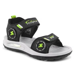 KATS Thunderbolt Applique Detailed Double Velcro Closure Sandals - Black image 5