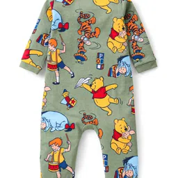 Babyhug Disney Interlock Knit Full Sleeves Rompers With Winnie the Pooh Graphics Pack of 2 - Navy Blue & Olive Green image 5