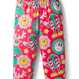 Babyhug Cotton Knit Full Sleeves Co-ords Night Suit with Christmas Print - Red image 5