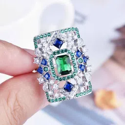 Designs & You Silver-Plated Cubic Zirconia Studded Finger Ring image 5