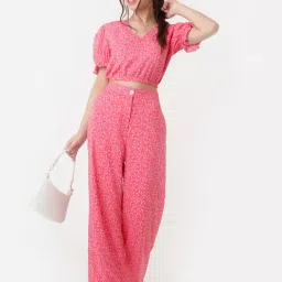 Zink London Pink Printed Crop Top image 4