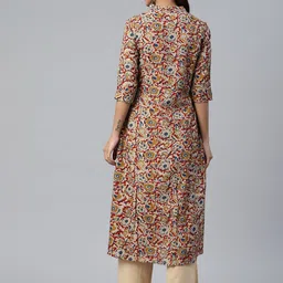 vbuyz KALINI Floral Printed Thread Work A-Line Kurta image 3