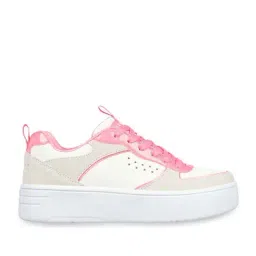 Skechers Girls COURT HIGH - GLITTER MIX White Hot Coral Casual Canvas Shoes-image-41