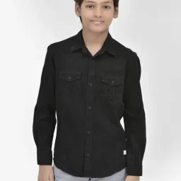Crimsoune Club Kids Black Textured Full Sleeves Shirt-image-9