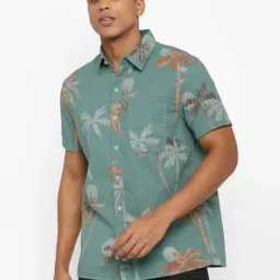 American Eagle Outfitters Green Cotton Regular Fit Floral Print Shirt-image-54