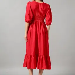 Jash Creation Puff Sleeve Crepe Fit & Flare Midi Dress image 3