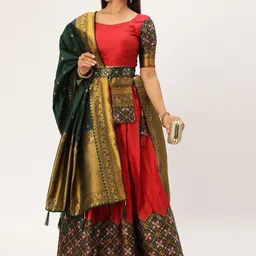 DIVASTRI Semi-Stitched Lehenga & Unstitched Blouse With Dupatta-picture-22