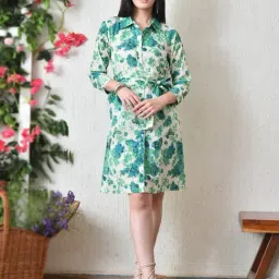 DECKEDUP White Cotton Floral Dress-picture-41