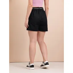 Mast & Harbour Women Mid-Rise Pure Cotton Shorts with Belt image 4