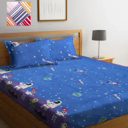 Klotthe Printed Multicolor 210 TC Cotton Blend King 2 Bed Sheets with 4 Pillow Covers-picture-31