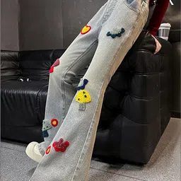 LULU & SKY Girls Flared High-Rise Light Fade Stretchable Jeans image 4