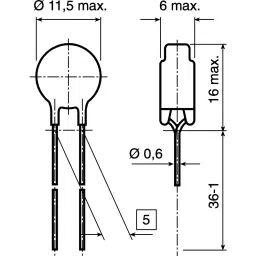 Epcos B57236S0***M0** Series NTC Type Thermistor 10 Ω Resistance 2100 mW Maximum Power Rating, B57236S0100M000 (Pack of 1000) image 2