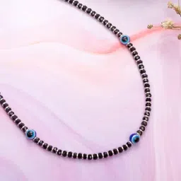 Zavya Evil Eye Black Beads 92.5 Sterling Silver Necklace-picture-21
