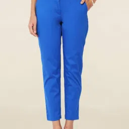 Solly By Allen Solly Blue Regular Fit Trousers image 1