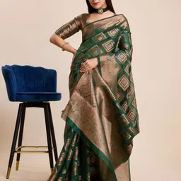 yourwish Woven Design Zari Organza Banarasi Saree-picture-10